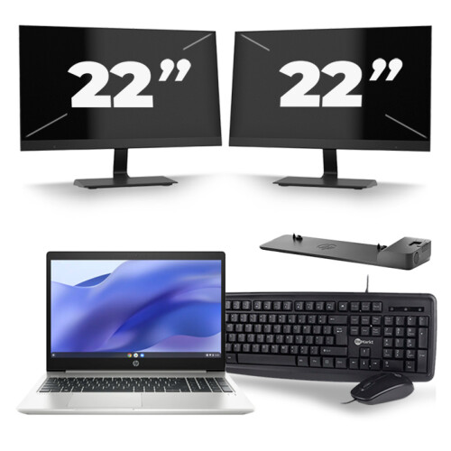 HP ProBook 450 G7 - Intel Core i5-10e Generatie - 15 inch - 8GB RAM - 256GB SSD - Windows 11 + 2x 22 inch Monitor Tweedehands