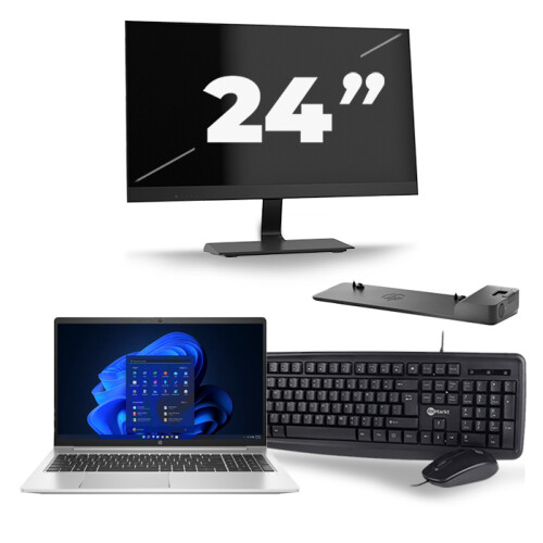 HP Probook 450 G8 - Intel Core i5-11e Generatie - 15 inch - 8GB RAM - 256GB SSD - Windows 11 + 1x 24 inch Monitor Tweedehands