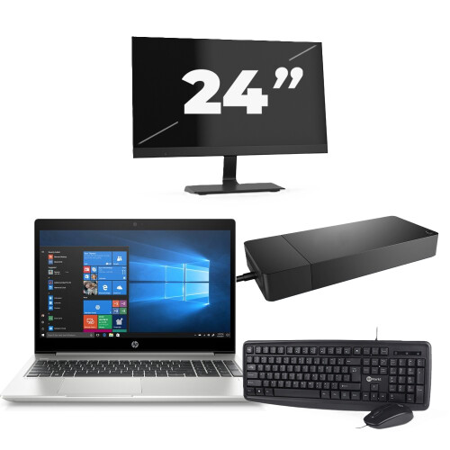 HP ProBook 455R G6 - AMD Ryzen 5 3500U - 15 inch - 8GB RAM - 256GB SSD - Windows 10 Home + 1x 24 inch Monitor Tweedehands