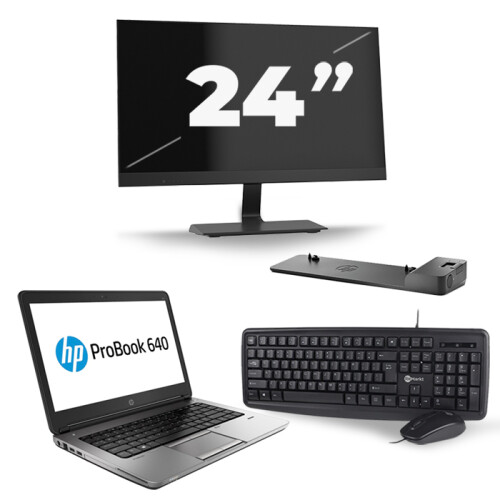 HP ProBook 640 G4 - Intel Core i3-8e Generatie - 14 inch - 8GB RAM - 256GB SSD - Windows 11 + 1x 24 inch Monitor Tweedehands