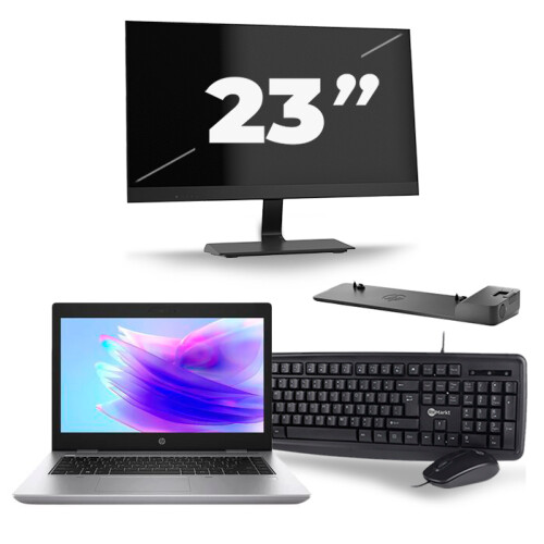 HP ProBook 640 G5 - Intel Core i5-8e Generatie - 14 inch - 8GB RAM - 256GB SSD - Windows 11 + 1x 23 inch Monitor Tweedehands
