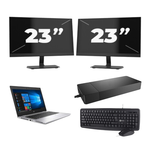 HP ProBook 640 G5 - Intel Core i5-8e Generatie - 14 inch - 8GB RAM - 256GB SSD - Windows 11 + 2x 23 inch Monitor Tweedehands