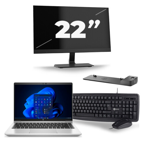 HP ProBook 640 G8 - Intel Core i5-11e Generatie - 14 inch - 8GB RAM - 256GB SSD - Windows 11 + 1x 22 inch Monitor Tweedehands