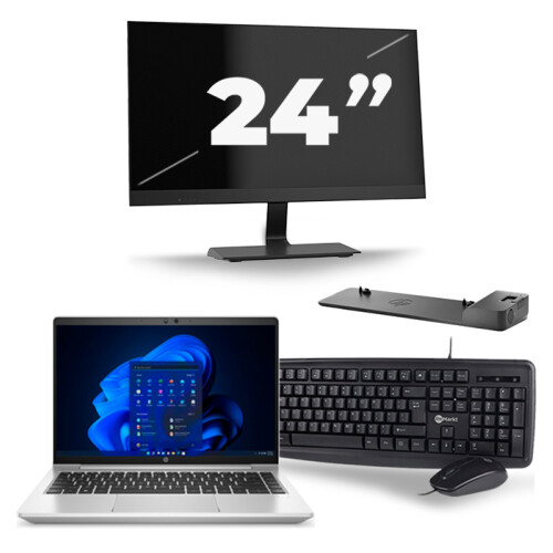 HP ProBook 640 G8 - Intel Core i5-11e Generatie - 14 inch - 8GB RAM - 256GB SSD - Windows 11 + 1x 24 inch Monitor Tweedehands