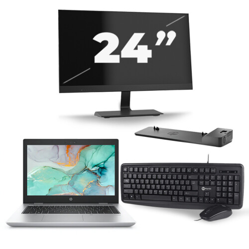 HP ProBook 645 G4 - AMD Ryzen 5 2500U - 14 inch - 8GB RAM - 256GB SSD - Windows 10 + 1x 24 inch Monitor Tweedehands