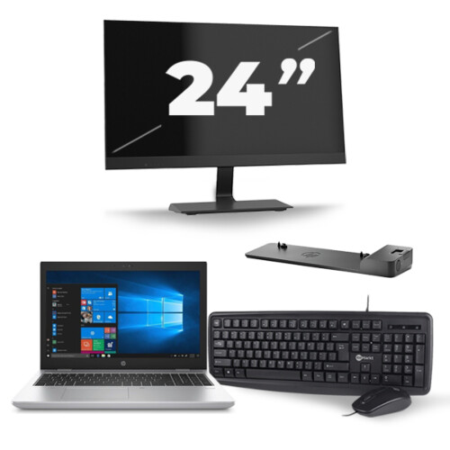 HP ProBook 650 G4 - Intel Core i5-7e Generatie - 15 inch - 8GB RAM - 256GB SSD - Windows 11 + 1x 24 inch Monitor Tweedehands