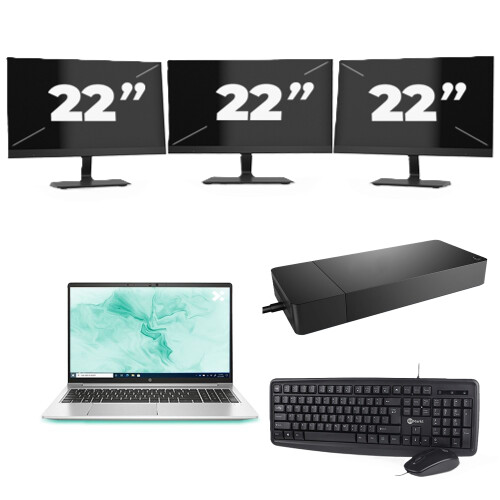 HP ProBook 650 G8 - Intel Core i5-11e Generatie - 15 inch - 16GB RAM - 256GB SSD - Windows 11 Home + 3x 22 inch Monitor Tweedehands