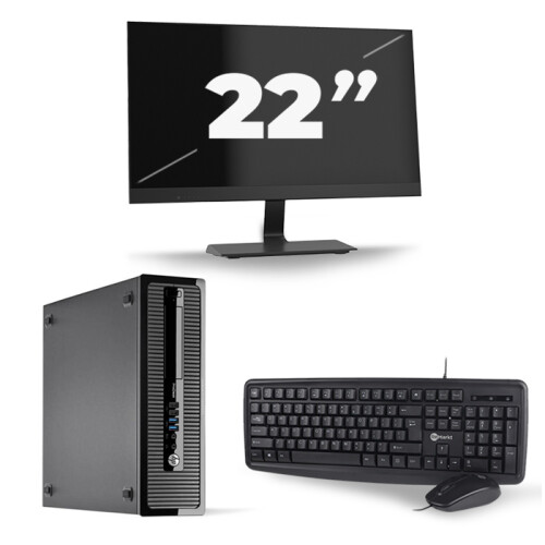 HP ProDesk 400 G1 SFF - Intel Core i5-4e Generatie - 8GB RAM - 256GB SSD - Windows 10 + 1x 22 inch Monitor Tweedehands
