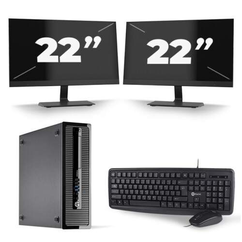 HP ProDesk 400 G1 SFF - Intel Core i5-4e Generatie - 8GB RAM - 256GB SSD - Windows 10 + 2x 22 inch Monitor Tweedehands
