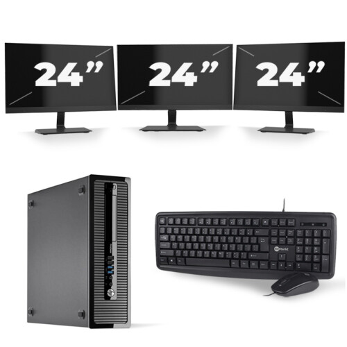 HP ProDesk 400 G1 SFF - Intel Core i5-4e Generatie - 8GB RAM - 256GB SSD - Windows 10 + 3x 24 inch Monitor Tweedehands