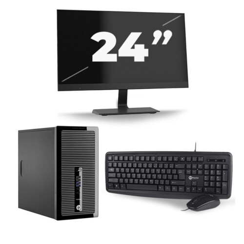 HP ProDesk 400 G2 Micro Tower - Intel Core i5-4e Generatie - 8GB RAM - 256GB SSD - Windows 10 + 1x 24 inch Monitor Tweedehands