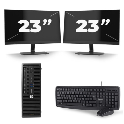 HP ProDesk 400 G2.5 SFF - Intel Core i7-4e Generatie - 8GB RAM - 256GB SSD - Windows 10 + 2x 23 inch Monitor Tweedehands