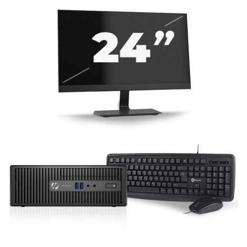 HP ProDesk 400 G3 SFF - Intel Core i7-6e Generatie - 8GB RAM - 256GB SSD - Windows 11 + 1x 24 inch Monitor Tweedehands