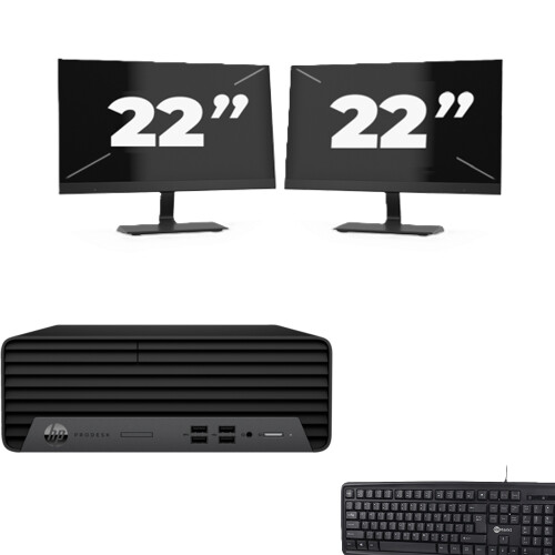 HP ProDesk 400 G7 SFF - Intel Core i5-10e Generatie - 8GB RAM - 256GB SSD - Windows 11 + 2x 22 inch Monitor Tweedehands