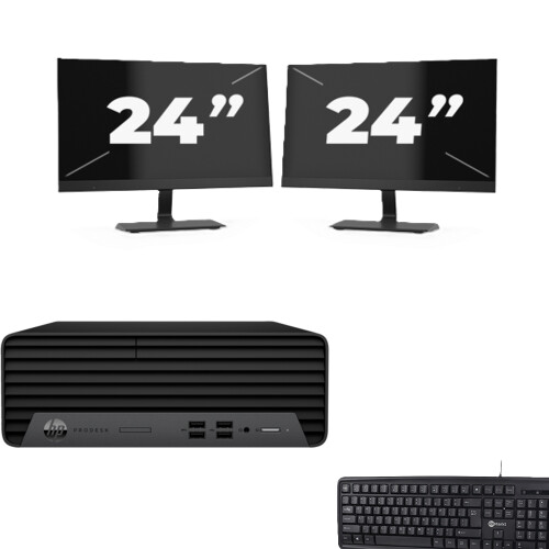 HP ProDesk 400 G7 SFF - Intel Core i7-10e Generatie - 8GB RAM - 256GB SSD - Windows 11 + 2x 24 inch Monitor Tweedehands