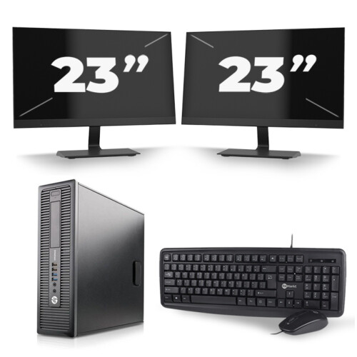 HP ProDesk 600 G1 SFF - Intel Core i5-4e Generatie - 8GB RAM - 256GB SSD - Windows 10 + 2x 23 inch Monitor Tweedehands