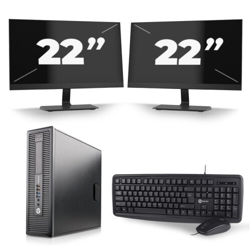 HP ProDesk 600 G1 SFF - Intel Core i5-4e Generatie - 8GB RAM - 256GB SSD - Windows 10 + 2x 22 inch Monitor Tweedehands