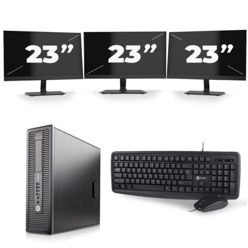 HP ProDesk 600 G1 SFF - Intel Core i5-4e Generatie - 8GB RAM - 256GB SSD - Windows 10 + 3x 23 inch Monitor Tweedehands