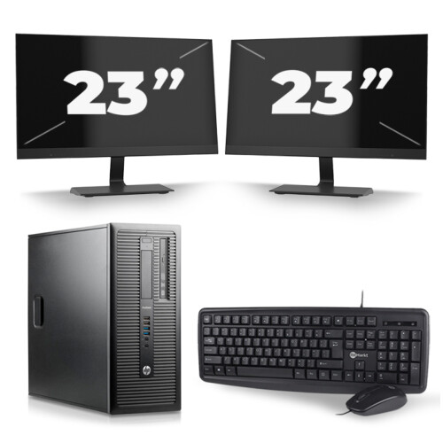 HP ProDesk 600 G1 Tower - Intel Core i5-4e Generatie - 8GB RAM - 256GB SSD - Windows 10 + 2x 23 inch Monitor Tweedehands