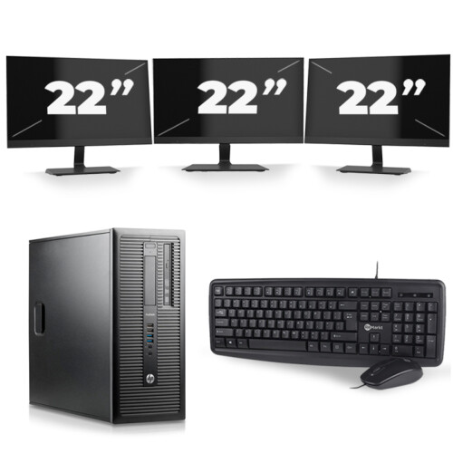 HP ProDesk 600 G1 Tower - Intel Core i7-4e Generatie - 16GB RAM - 256GB SSD - Windows 10 + 3x 22 inch Monitor Tweedehands
