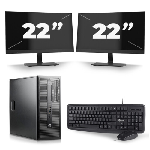 HP ProDesk 600 G1 Tower - Intel Core i7-4e Generatie - 16GB RAM - 256GB SSD - Windows 10 + 2x 22 inch Monitor Tweedehands