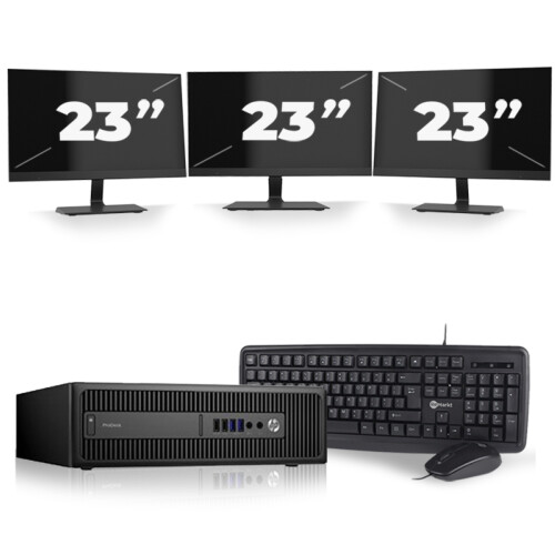 HP ProDesk 600 G2 SFF - Intel Core i5-6e Generatie - 8GB RAM - 256GB SSD - Windows 11 + 3x 23 inch Monitor Tweedehands
