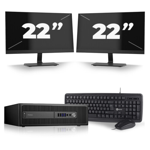 HP ProDesk 600 G2 SFF - Intel Core i5-6e Generatie - 8GB RAM - 256GB SSD - Windows 11 + 2x 22 inch Monitor Tweedehands