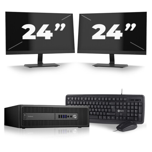 HP ProDesk 600 G2 SFF - Intel Core i7-6e Generatie - 16GB RAM - 256GB SSD - Windows 11 + 2x 24 inch Monitor Tweedehands