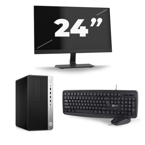 HP ProDesk 600 G3 Micro Tower - Intel Core i7-6e Generatie - 16GB RAM - 256GB SSD - Windows 11 + 1x 24 inch Monitor Tweedehands