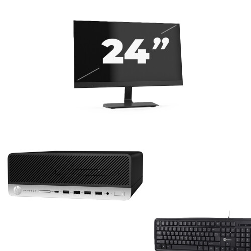 HP ProDesk 600 G5 SFF - Intel Core i5-9e Generatie - 8GB RAM - 256GB SSD - Windows 11 + 1x 24 inch Monitor Tweedehands