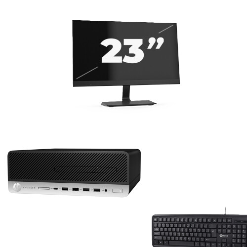 HP ProDesk 600 G5 SFF - Intel Core i7-8e Generatie - 8GB RAM - 256GB SSD - Windows 11 + 1x 23 inch Monitor Tweedehands