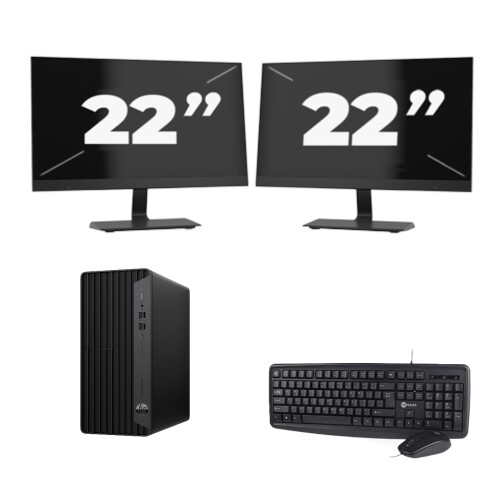 HP ProDesk 600 G6 Tower - Intel Core i7-10e Generatie - 8GB RAM - 256GB SSD - Windows 11 + 2x 22 inch Monitor Tweedehands