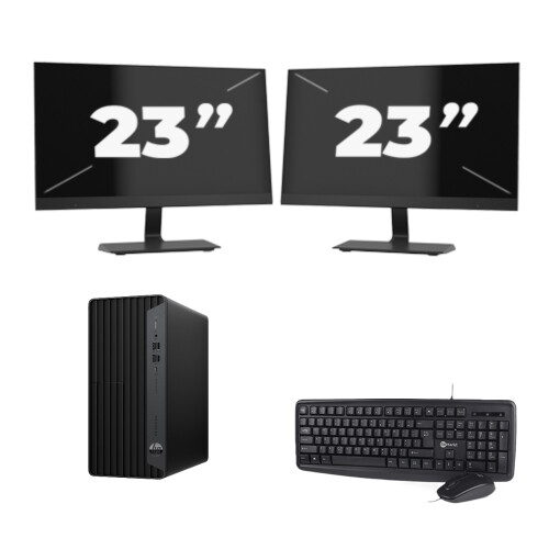 HP ProDesk 600 G6 Tower - Intel Core i7-10e Generatie - 8GB RAM - 256GB SSD - Windows 11 + 2x 23 inch Monitor Tweedehands