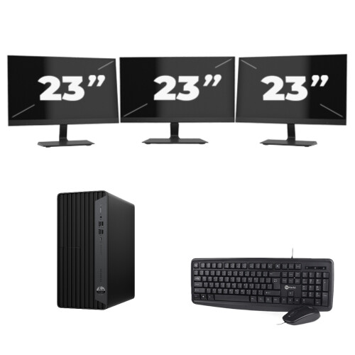 HP ProDesk 600 G6 Tower - Intel Core i7-10e Generatie - 8GB RAM - 256GB SSD - Windows 11 + 3x 23 inch Monitor Tweedehands