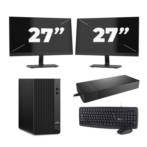 HP ProDesk 600 G6 USFF - Intel Core i5-10e Generatie - 8GB RAM - 256GB SSD - Windows 11 + 2x 27 inch Monitor Tweedehands