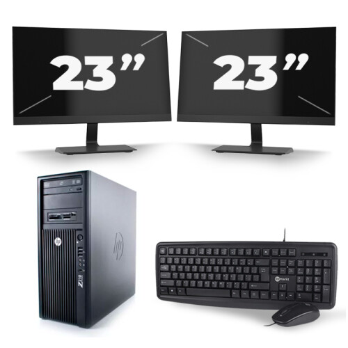 HP Z210 CMT workstation Tower - Intel Core i3-2e Generatie - 8GB RAM - 120GB SSD - Windows 10 + 2x 23 inch Monitor Tweedehands