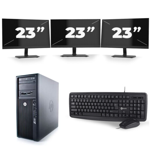 HP Z210 CMT workstation Tower - Intel Core i3-2e Generatie - 8GB RAM - 120GB SSD - Windows 10 + 3x 23 inch Monitor Tweedehands