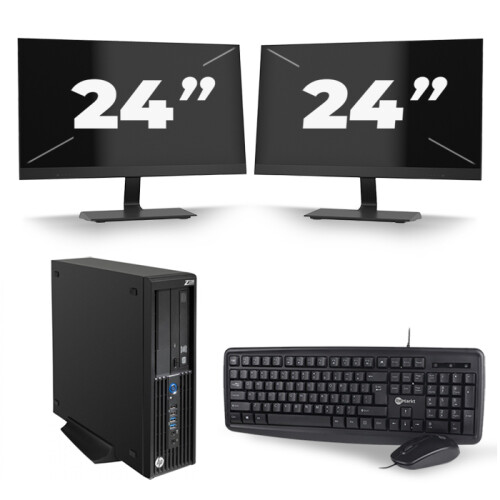 HP Z230 Workstation SFF - Intel Core i5-4e Generatie - 8GB RAM - 256GB SSD - Windows 10 + 2x 24 inch Monitor Tweedehands