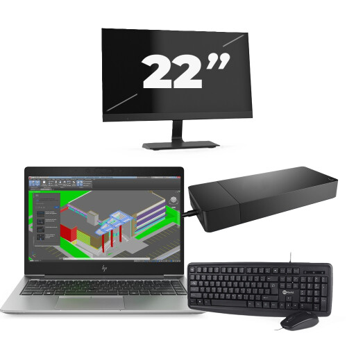 HP ZBook 14u G5 - Intel Core i7-8e Generatie - 14 inch - 8GB RAM - 256GB SSD - Windows 11 + 1x 22 inch Monitor Tweedehands