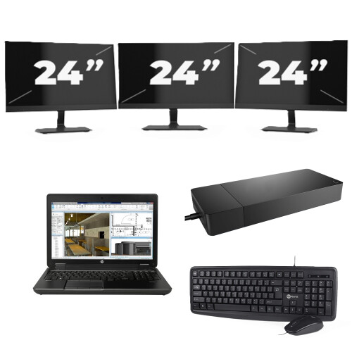 HP ZBook 15 G2 - Intel Core i7-4e Generatie - 15 inch - 16GB RAM - 256GB SSD - Windows 11 + 3x 24 inch Monitor Tweedehands