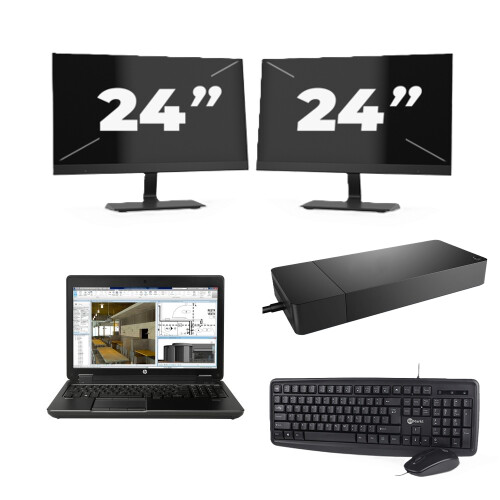 HP ZBook 15 G2 - Intel Core i7-4e Generatie - 15 inch - 16GB RAM - 256GB SSD - Windows 11 + 2x 24 inch Monitor Tweedehands