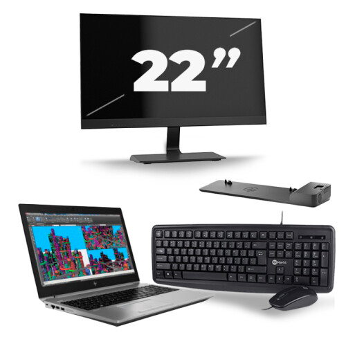 HP ZBook 15 G5 - Intel Core i7-8e Generatie - 15 inch - 16GB RAM - 256GB SSD - Windows 11 + 1x 22 inch Monitor Tweedehands