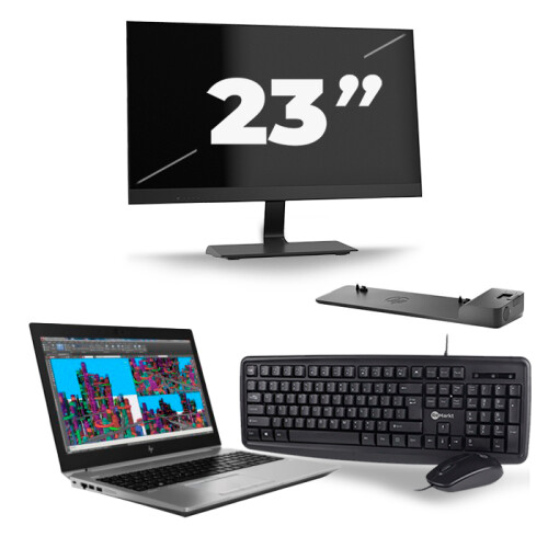 HP ZBook 15 G5 - Intel Core i7-8e Generatie - 15 inch - 16GB RAM - 256GB SSD - Windows 11 + 1x 23 inch Monitor Tweedehands