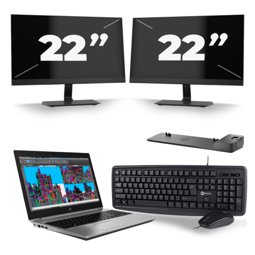 HP ZBook 15 G5 - Intel Core i7-8e Generatie - 15 inch - 16GB RAM - 256GB SSD - Windows 11 + 2x 22 inch Monitor Tweedehands