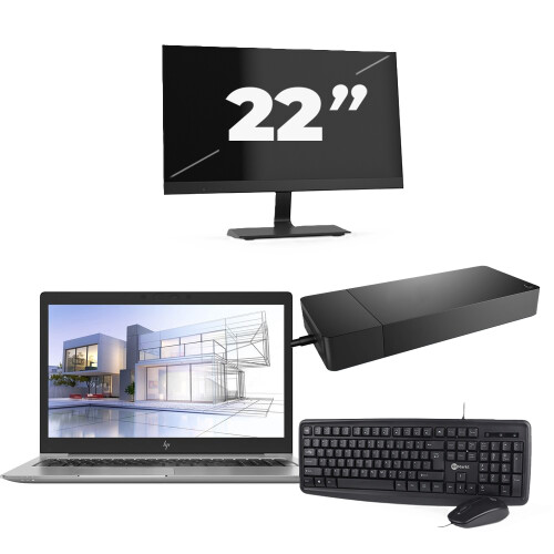 HP ZBook 15u G5 - Intel Core i7-8e Generatie - 15 inch - 16GB RAM - 256GB SSD - Windows 11 + 1x 22 inch Monitor Tweedehands