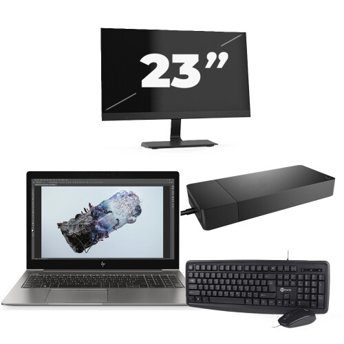 HP ZBook 15u G6 - Intel Core i7-8e Generatie - 15 inch - 8GB RAM - 256GB SSD - Windows 11 + 1x 23 inch Monitor Tweedehands