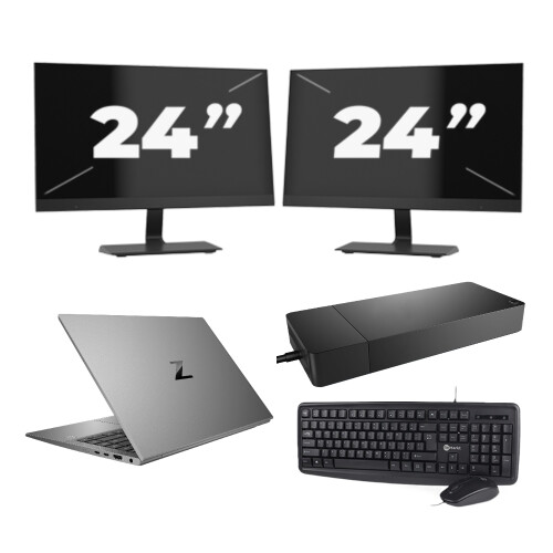 HP ZBook Firefly 14 G7 - Intel Core i7-10e Generatie - 14 inch - 16GB RAM - 256GB SSD - Windows 11 Home + 2x 24 inch Monitor Tweedehands