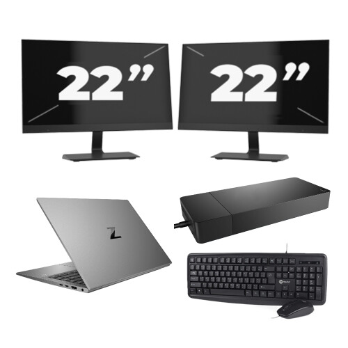 HP ZBook Firefly 14 G7 - Intel Core i7-10e Generatie - 14 inch - 16GB RAM - 256GB SSD - Windows 11 Home + 2x 22 inch Monitor Tweedehands