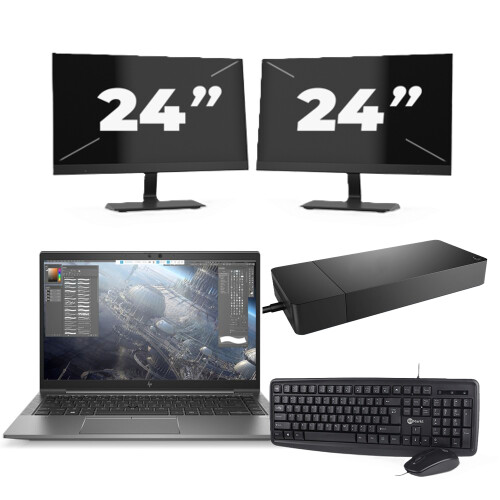 HP ZBook Firefly 14 G7 - Intel Core i7-10e Generatie - 14 inch - 16GB RAM - 256GB SSD - Windows 11 Home + 2x 24 inch Monitor Tweedehands