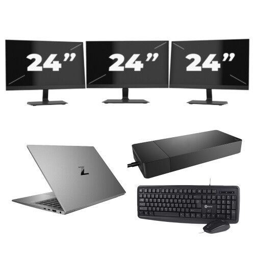 HP ZBook Firefly 14 G7 - Intel Core i7-10e Generatie - 14 inch - 16GB RAM - 256GB SSD - Windows 11 Home + 3x 24 inch Monitor Tweedehands